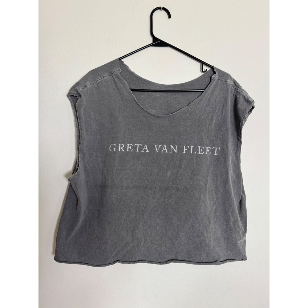 Custom Greta Van Fleet Cropped Muscle Tank Top Film Strip Band Tee Gray L
